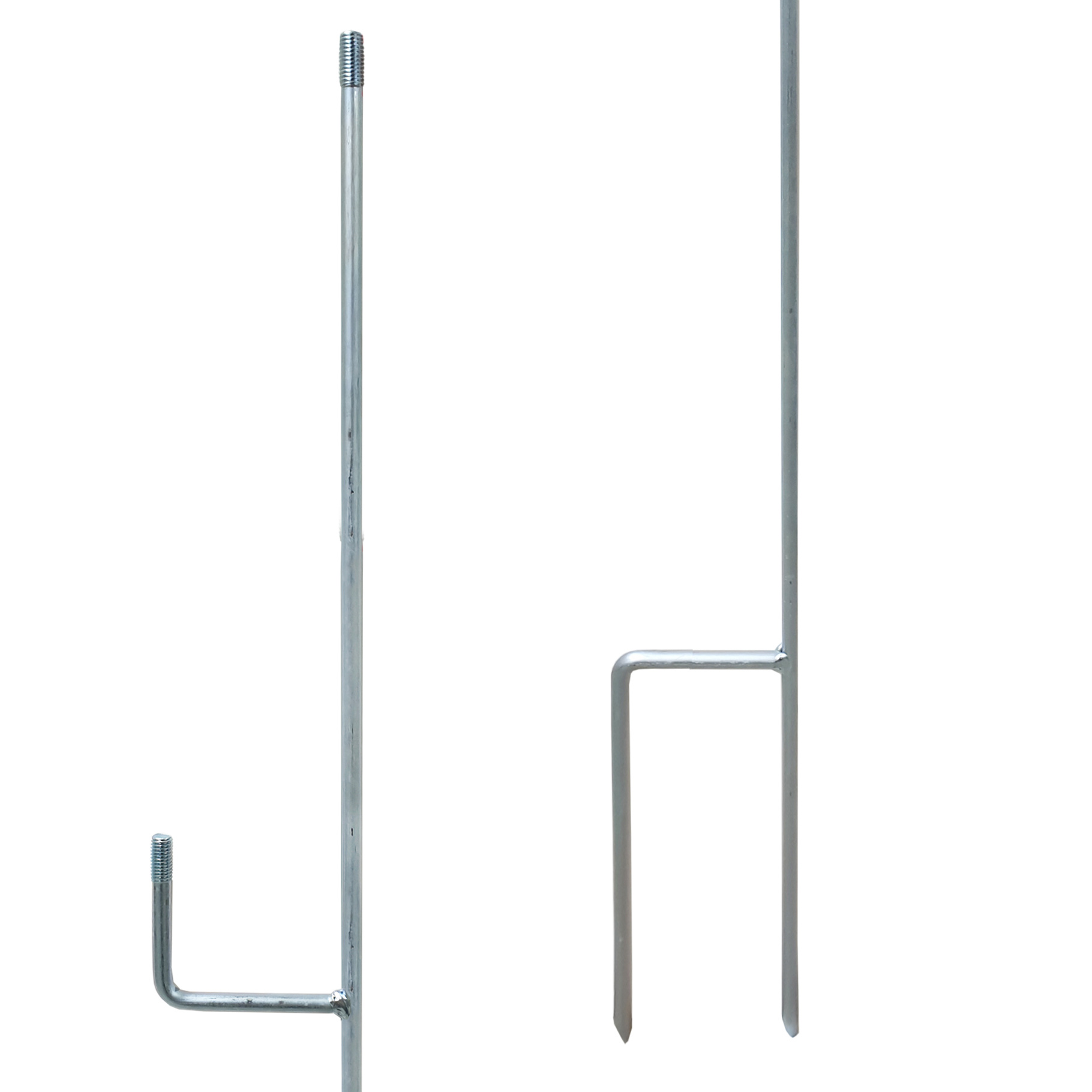 162-80129-10 Afrasteringspaal, 1,50 mtr incl. voet met zijarm. Arm en top voorzien van M12 -02